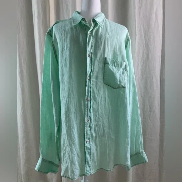 Martin Gordon Men's XL 100% Linen Button Down Long Sleeve Shirt - Picture 1 of 10
